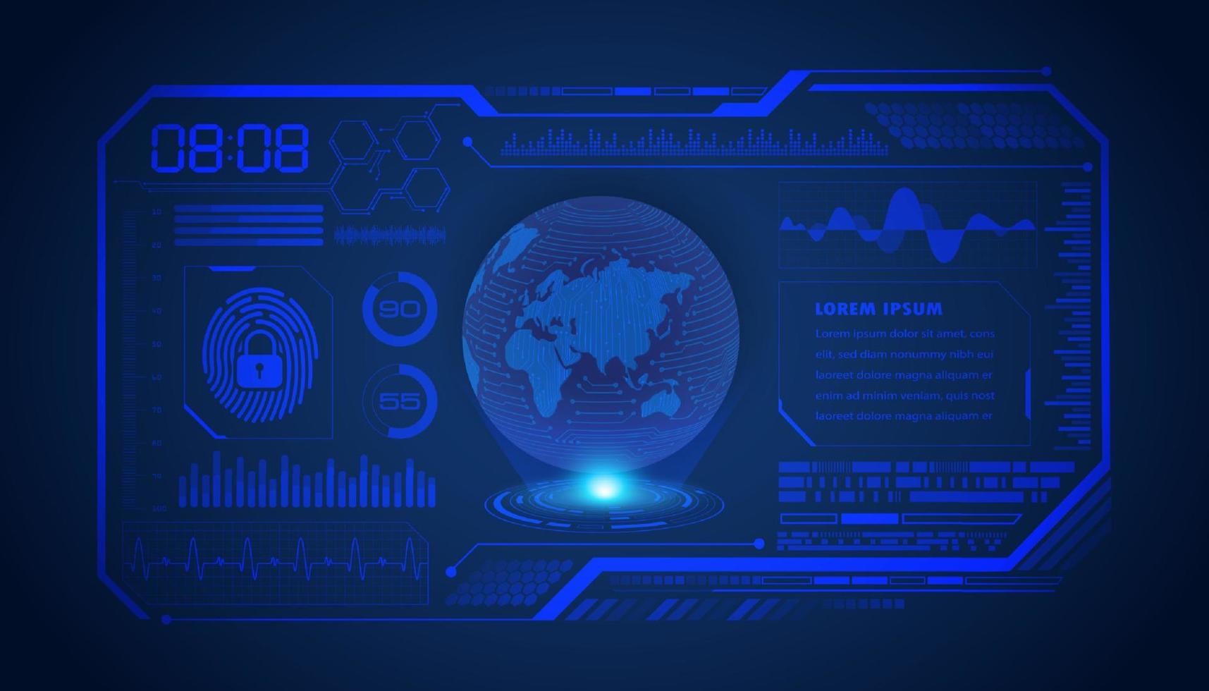 modern hud technologie scherm achtergrond met wereldbol vector