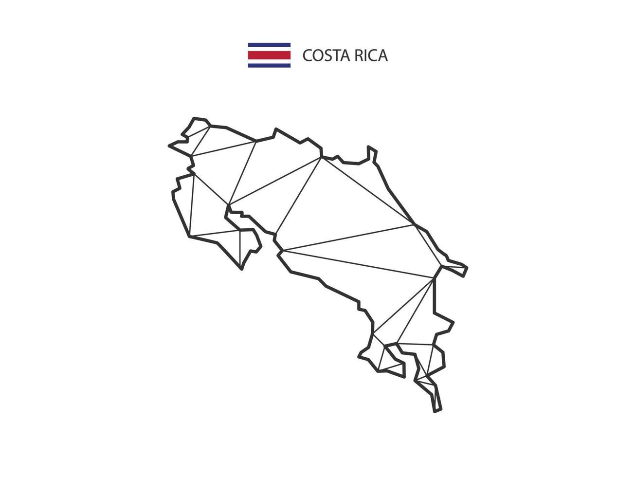 mozaïek- driehoeken kaart stijl van costa rica geïsoleerd Aan een wit achtergrond. abstract ontwerp voor vector. vector