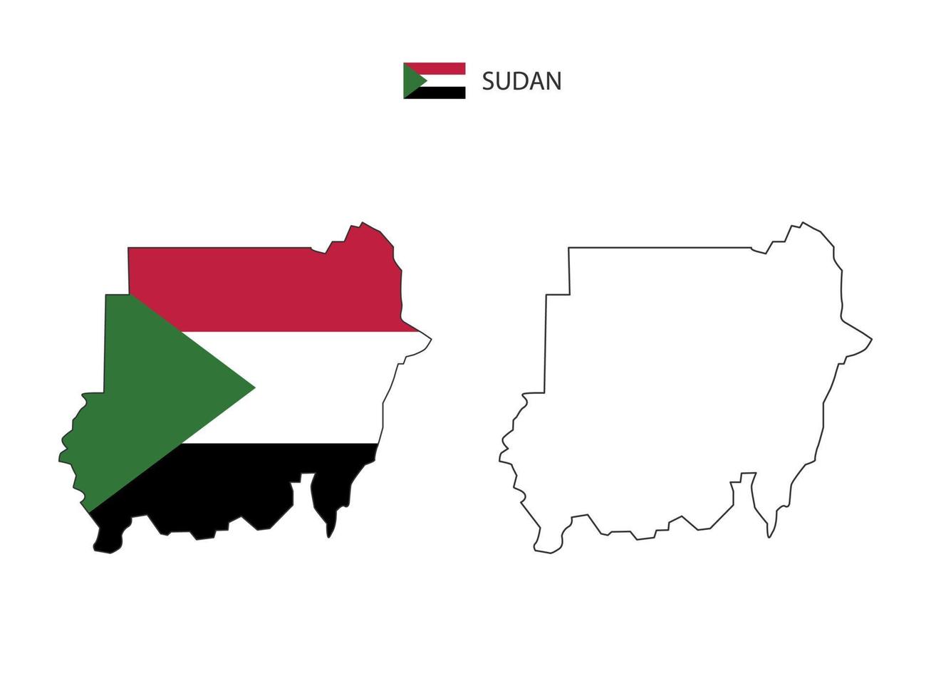 Soedan kaart stad vector verdeeld door schets eenvoud stijl. hebben 2 versies, zwart dun lijn versie en kleur van land vlag versie. beide kaart waren Aan de wit achtergrond.