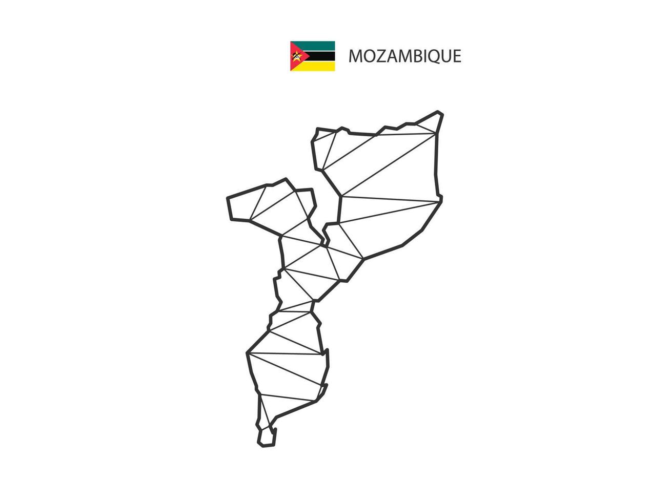 mozaïek- driehoeken kaart stijl van Mozambique geïsoleerd Aan een wit achtergrond. abstract ontwerp voor vector. vector