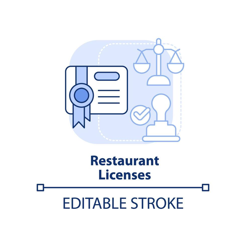 restaurant licenties licht blauw concept icoon vector