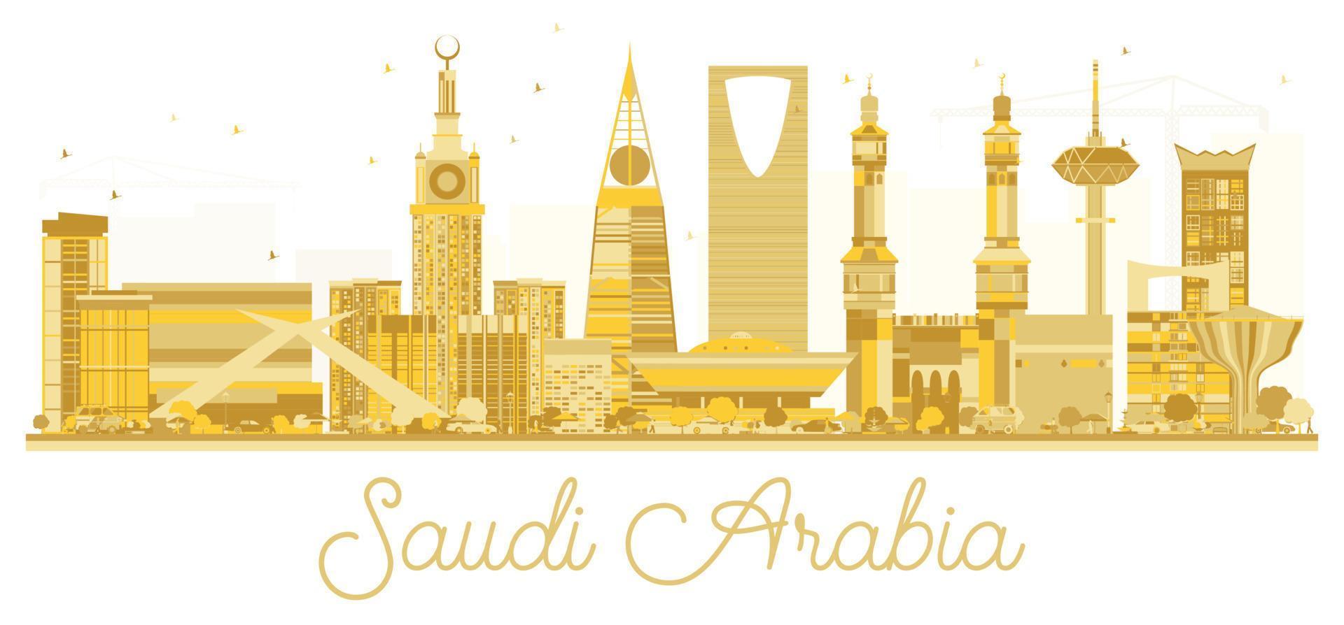 Saoedi-Arabië gouden skyline silhouet. vector