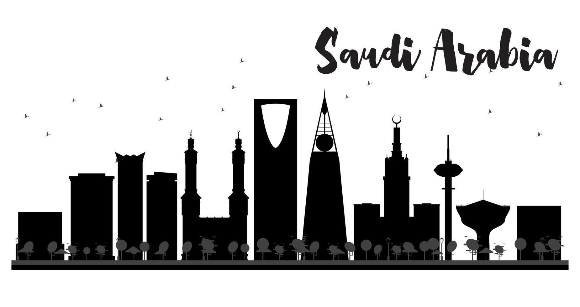 saoedi-arabië skyline zwart-wit silhouet. vector
