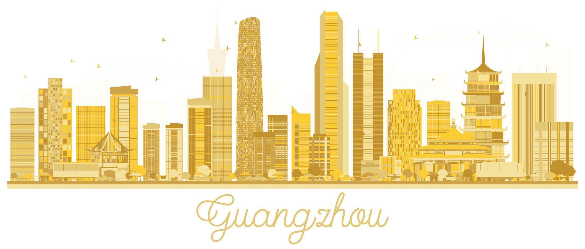 guangzhou stad skyline gouden silhouet. vector