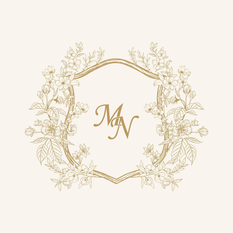 mn eerste bruiloft monogram logo kam, bruiloft logo ontwerp, Op maat krans bruiloft monogram, kam eerste bruiloft logo. vector