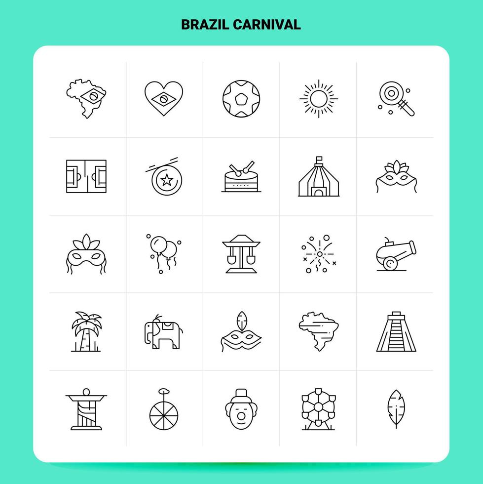 schets 25 Brazilië carnaval icoon reeks vector lijn stijl ontwerp zwart pictogrammen reeks lineair pictogram pak web en mobiel bedrijf ideeën ontwerp vector illustratie