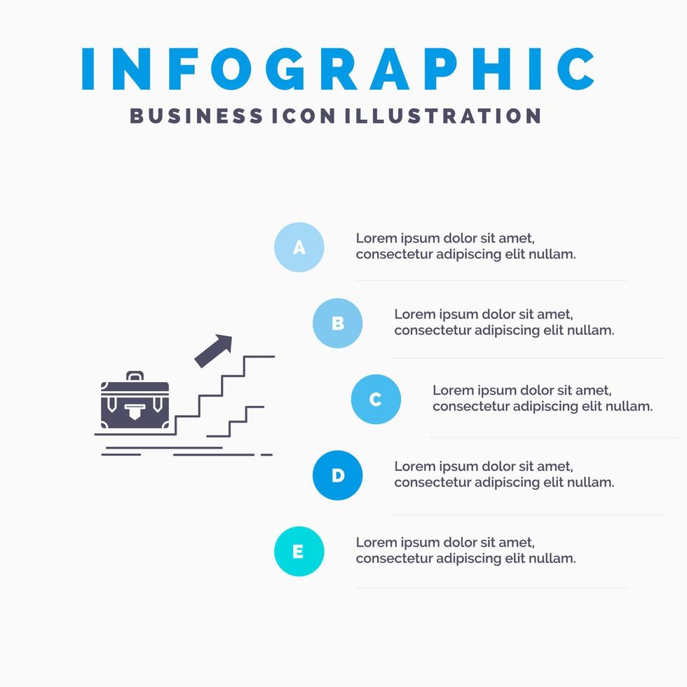 groei bedrijf carrière leider leiderschap persoonlijk succes solide icoon infographics 5 stappen presentatie achtergrond vector