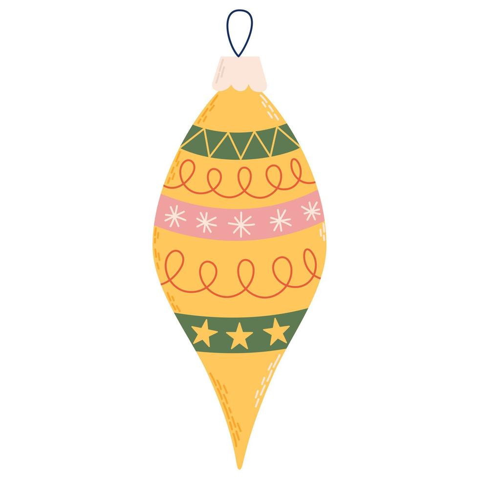 Kerstmis speelgoed- en bal in wijnoogst stijl. Kerstmis ornament vector