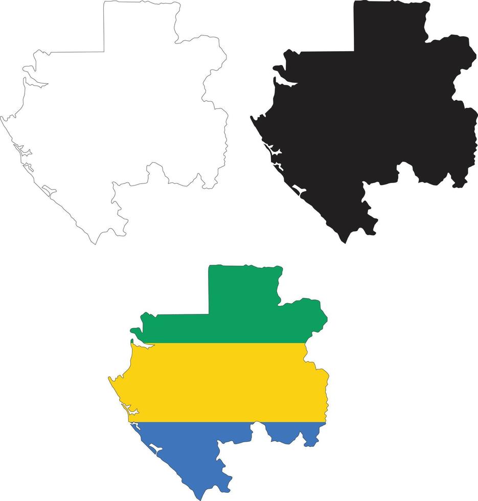 kaart Gabon Aan wit achtergrond. Gabon kaart schets. Gabon vector kaart met de vlag binnen. vlak stijl.
