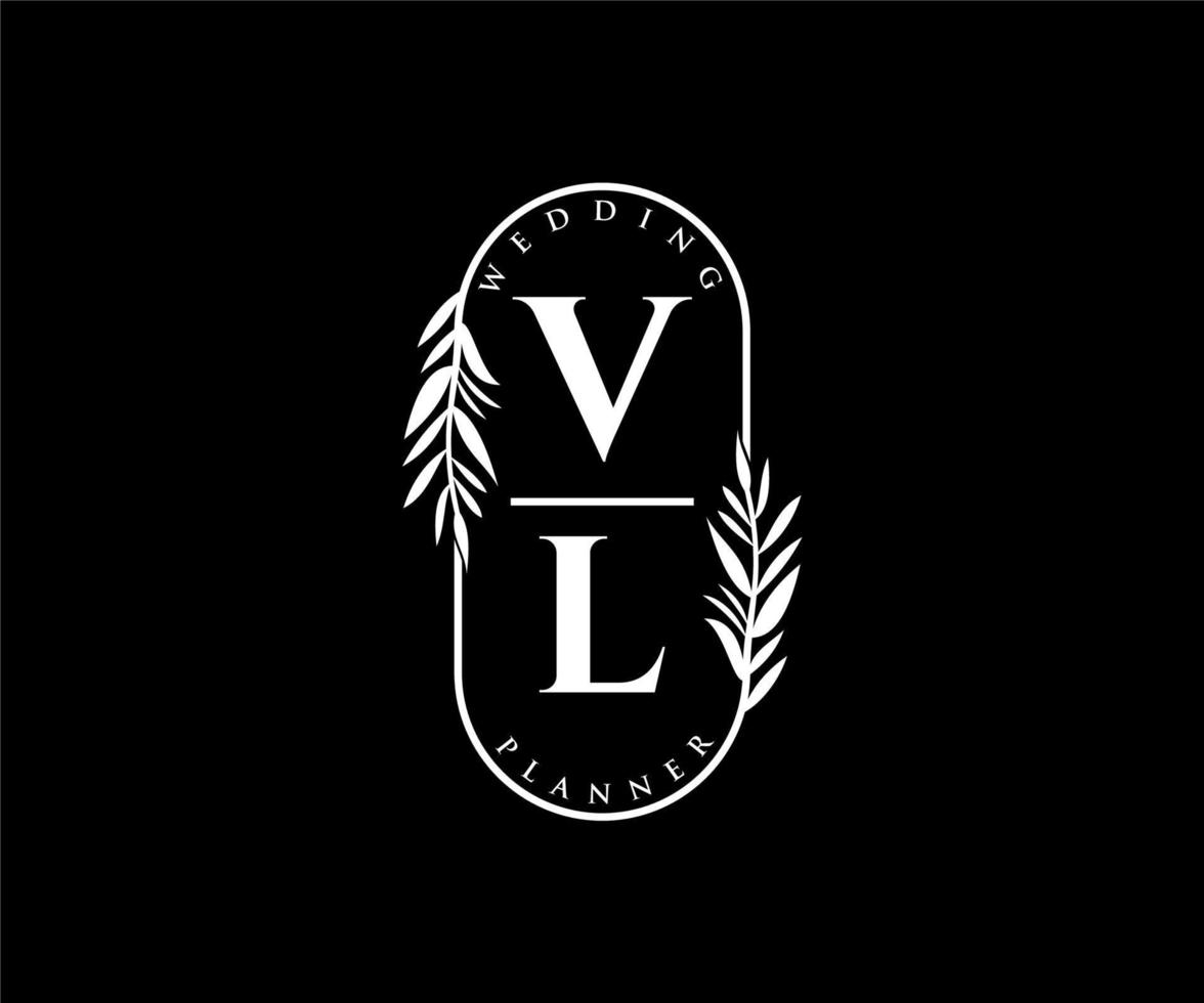 vl initialen brief bruiloft monogram logos verzameling, hand- getrokken modern minimalistisch en bloemen Sjablonen voor uitnodiging kaarten, opslaan de datum, elegant identiteit voor restaurant, boetiek, cafe in vector