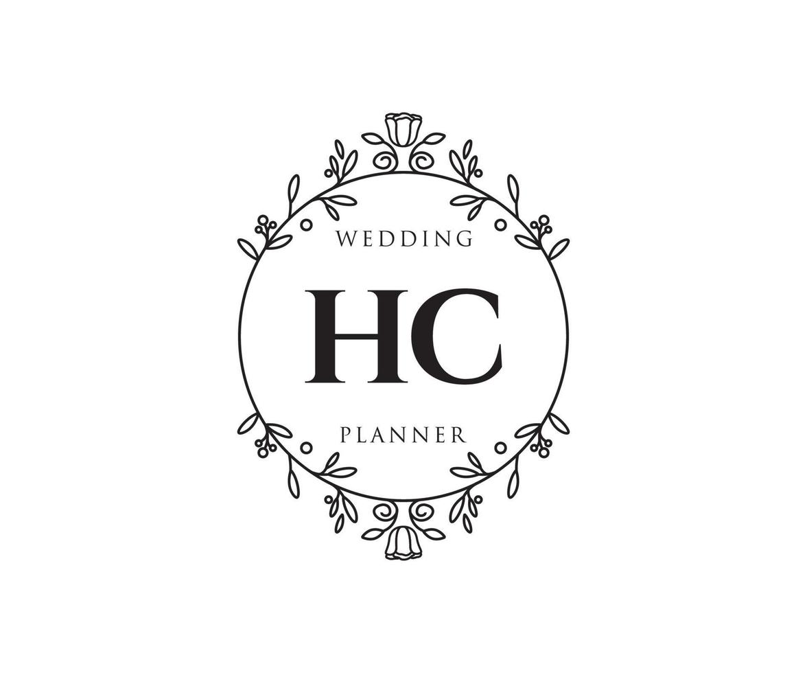 hc initialen brief bruiloft monogram logos verzameling, hand- getrokken modern minimalistisch en bloemen Sjablonen voor uitnodiging kaarten, opslaan de datum, elegant identiteit voor restaurant, boetiek, cafe in vector