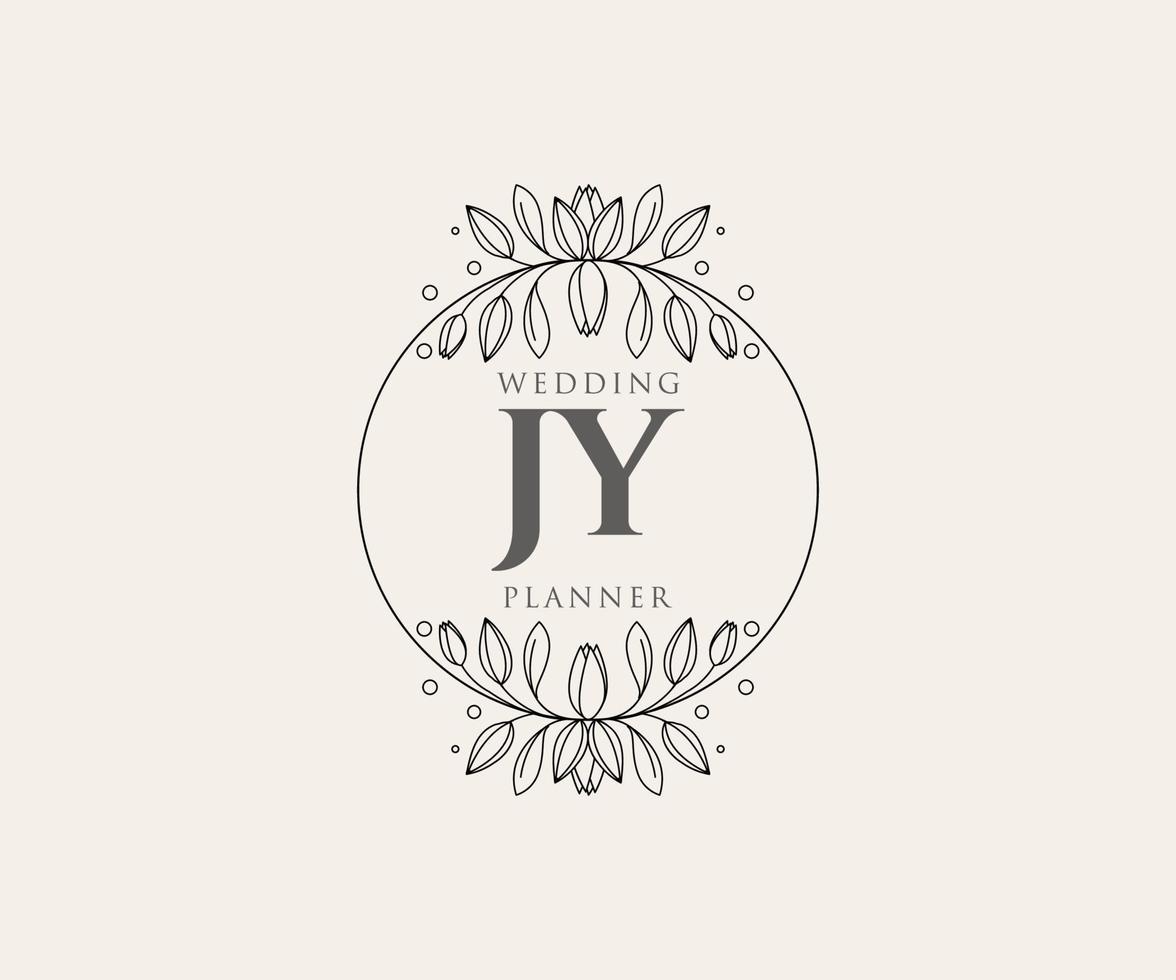 jy initialen brief bruiloft monogram logos verzameling, hand- getrokken modern minimalistisch en bloemen Sjablonen voor uitnodiging kaarten, opslaan de datum, elegant identiteit voor restaurant, boetiek, cafe in vector