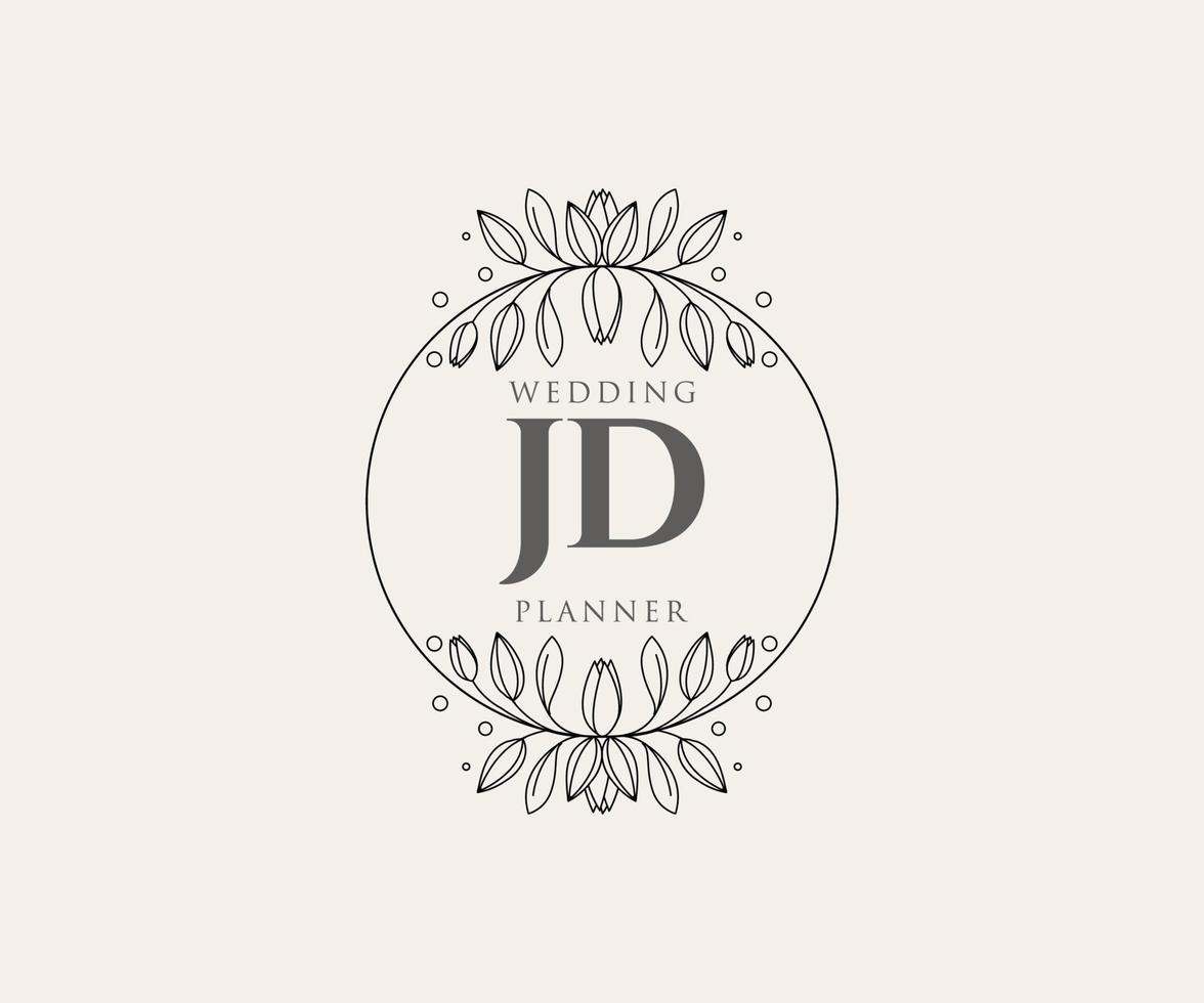 jd initialen brief bruiloft monogram logos verzameling, hand- getrokken modern minimalistisch en bloemen Sjablonen voor uitnodiging kaarten, opslaan de datum, elegant identiteit voor restaurant, boetiek, cafe in vector