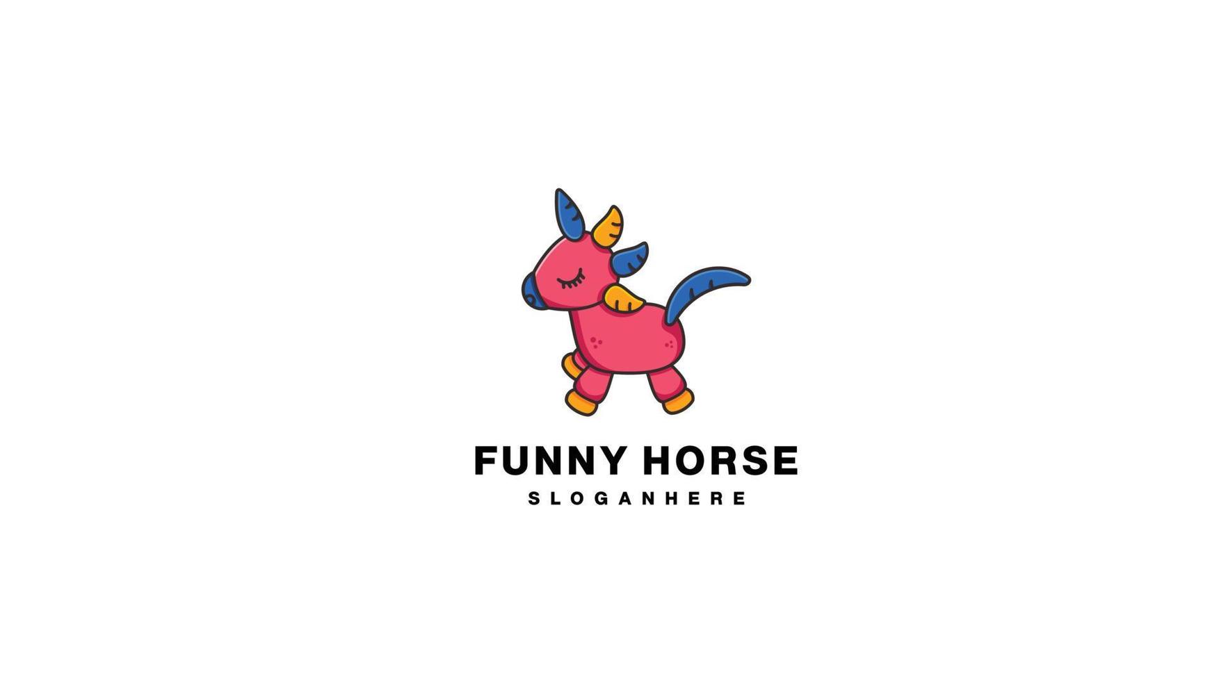 grappig paard logo helling kleurrijk vector