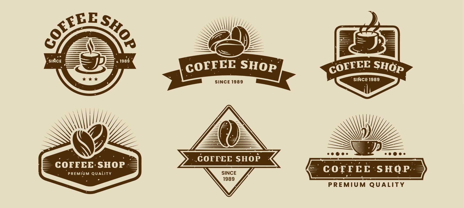 vintage koffie logo ontwerp vector
