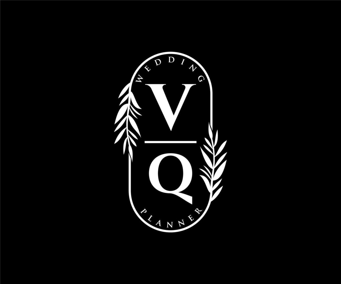 vq initialen brief bruiloft monogram logos verzameling, hand- getrokken modern minimalistisch en bloemen Sjablonen voor uitnodiging kaarten, opslaan de datum, elegant identiteit voor restaurant, boetiek, cafe in vector