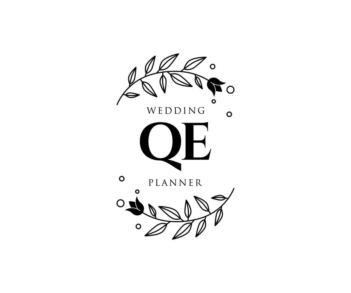 qe initialen brief bruiloft monogram logos verzameling, hand- getrokken modern minimalistisch en bloemen Sjablonen voor uitnodiging kaarten, opslaan de datum, elegant identiteit voor restaurant, boetiek, cafe in vector