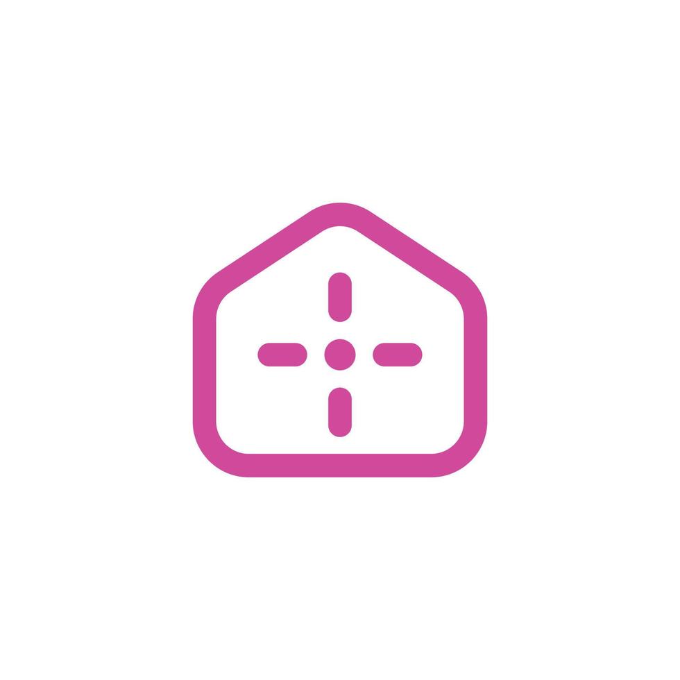 eps10 roze vector huis met doel teken lijn kunst icoon geïsoleerd Aan wit achtergrond. echt landgoed met doelwit symbool in een gemakkelijk vlak modieus modern stijl voor uw website ontwerp, logo, en mobiel app