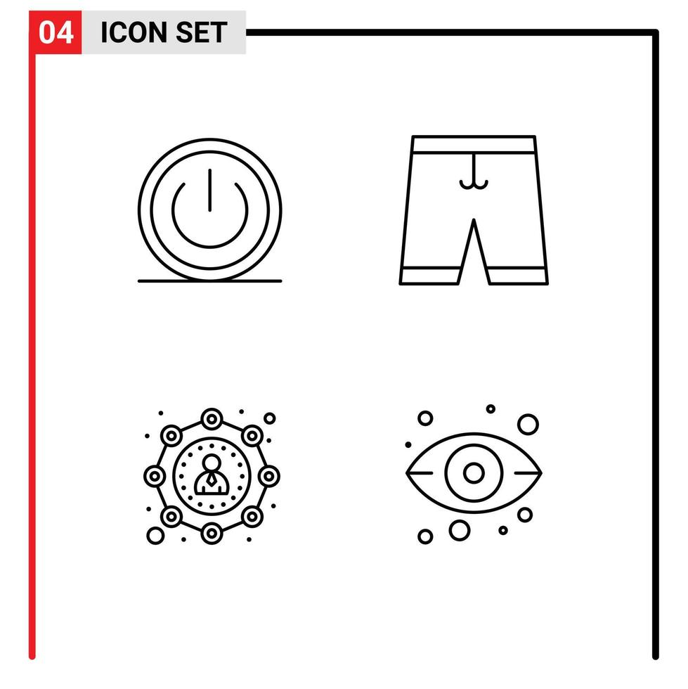 reeks van 4 modern ui pictogrammen symbolen tekens voor eenvoudig shorts macht kleden affiliate afzet bewerkbare vector ontwerp elementen