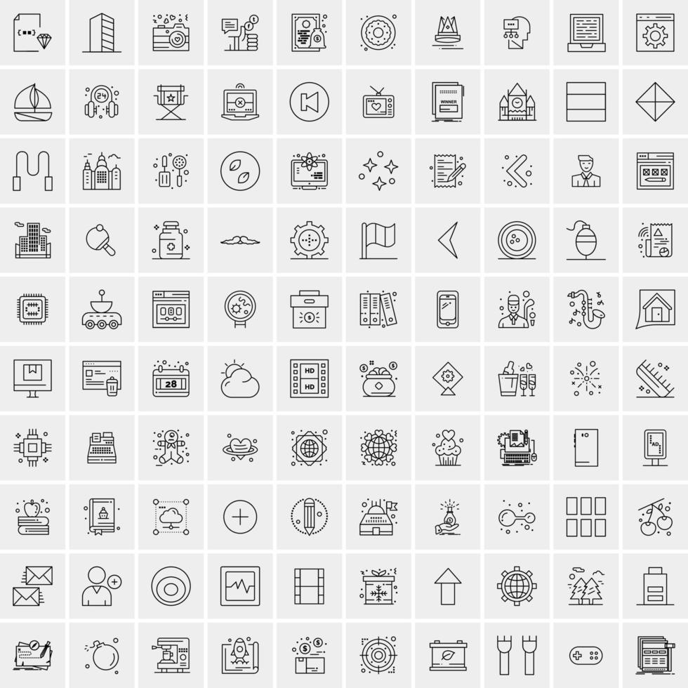 pak van 100 universeel lijn pictogrammen voor mobiel en web vector