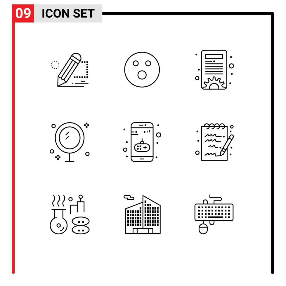 gebruiker koppel pak van 9 eenvoudig contouren van app spiegel spel schoonmaak bad bewerkbare vector ontwerp elementen