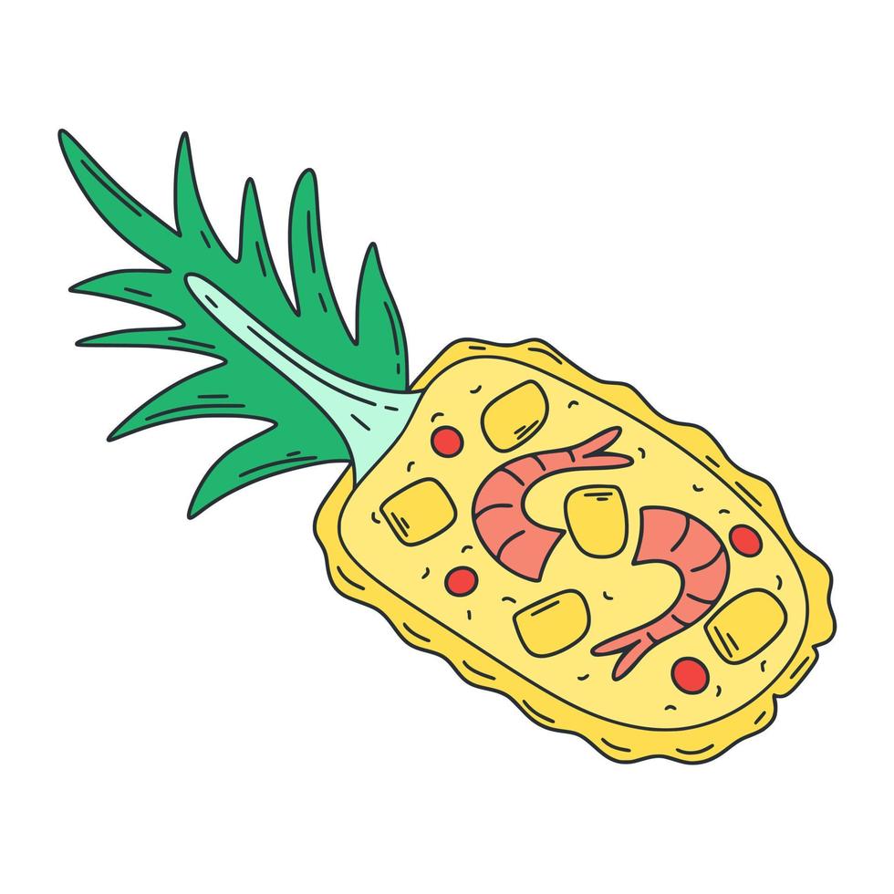 rijst- met garnalen in ananas vector illustratie. Aziatisch voedsel