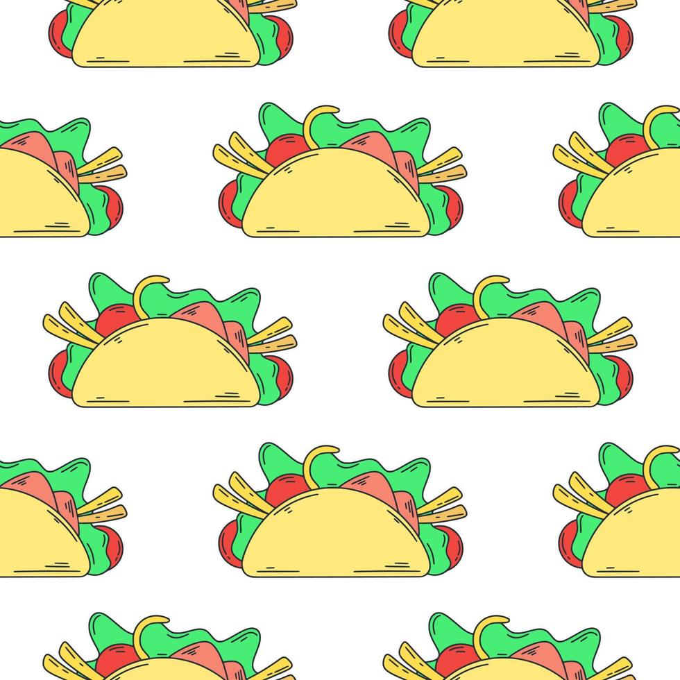 Mexicaans voorafje taco's naadloos patroon vector