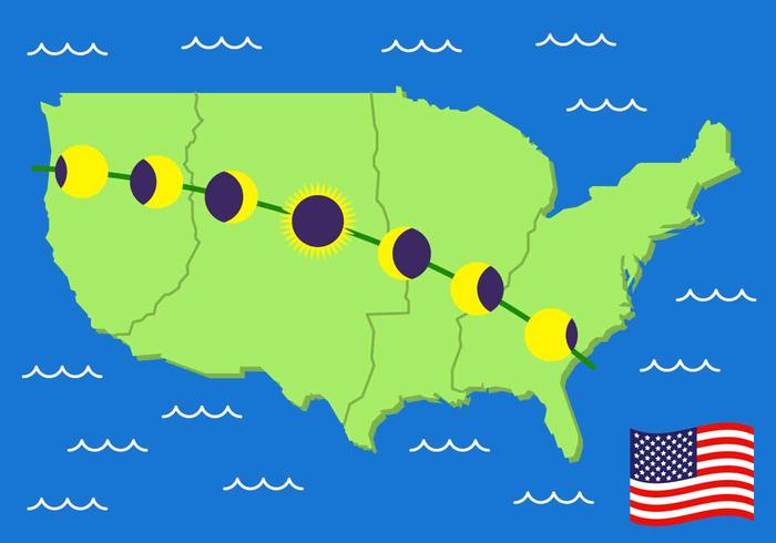 Gratis Prachtige Amerikaanse Solar Eclipse Path Kaart Vector