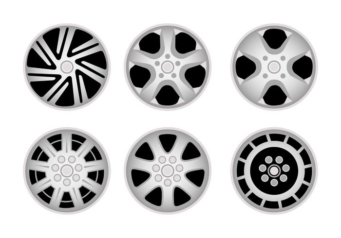 Zes Soorten Hubcaps vector