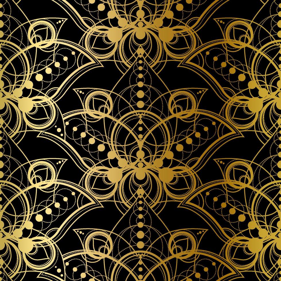 abstract naadloos patroon, gouden print op zwart vector