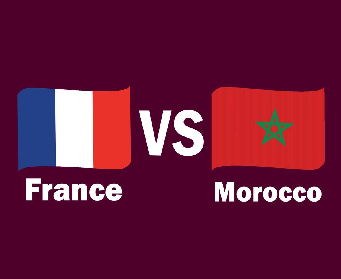 Frankrijk en Marokko vlag lint met namen symbool ontwerp Europa en Afrika Amerikaans voetbal laatste vector Europese en Afrikaanse landen Amerikaans voetbal teams illustratie