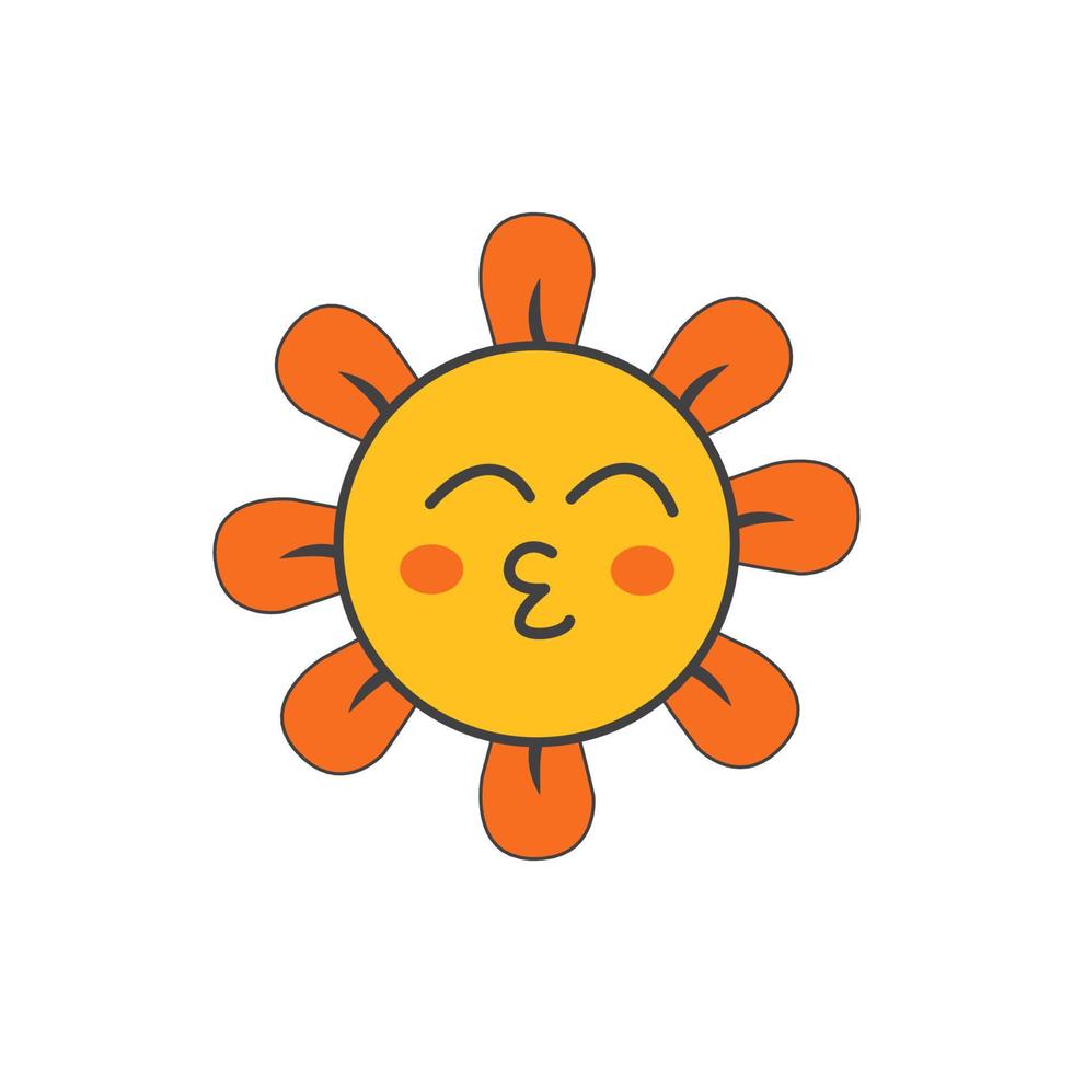 vector illustratie van zon icoon met glimlachen en zoenen lippen