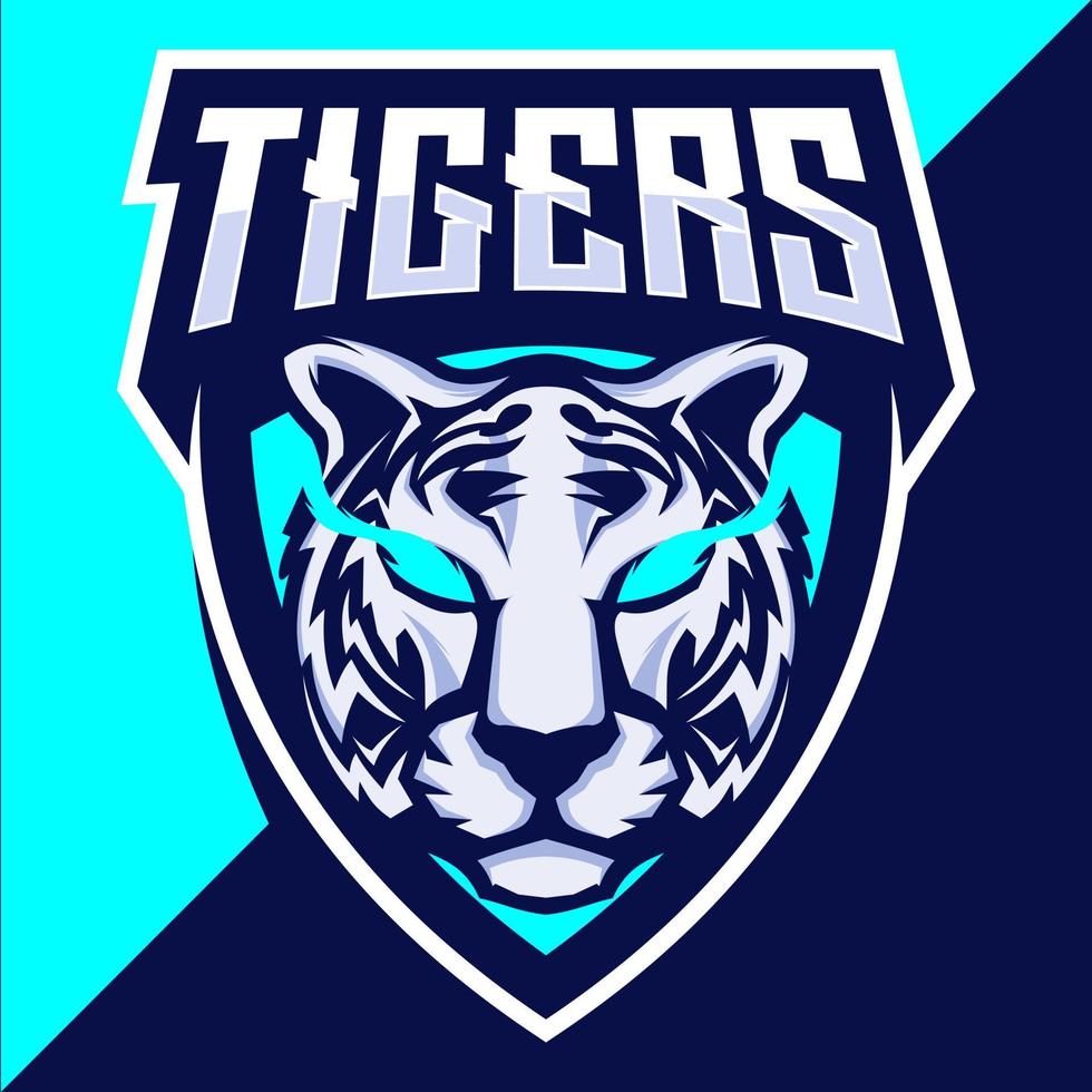 tijger hoofd mascotte esport logo ontwerp vector