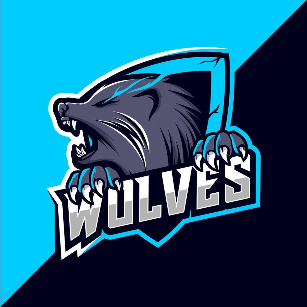 wolf wolven mascotte esport logo ontwerp vector