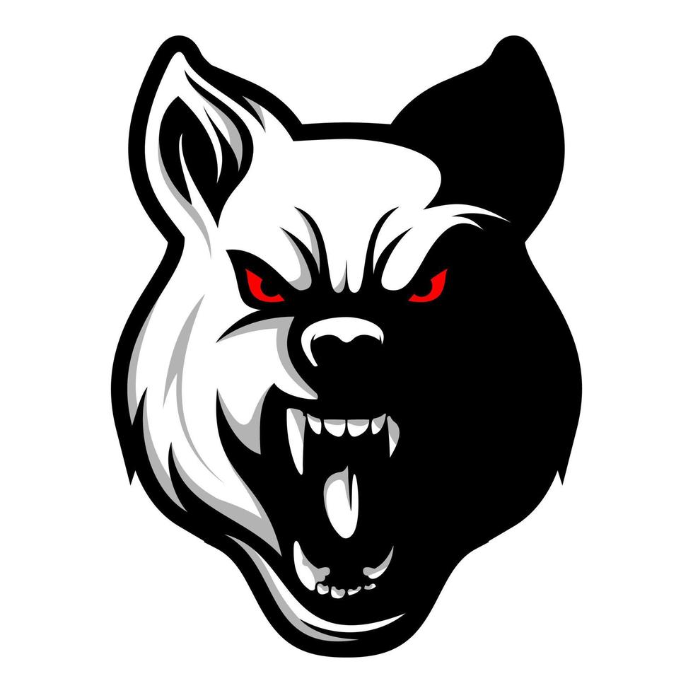 rood ogen boos wolf hoofd illustratie logo vector ontwerp