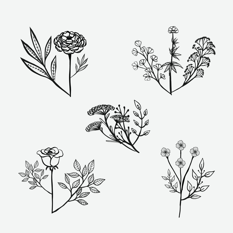 vector hand- geschilderd waterverf ingedrukt bloemen patroon ontwerp