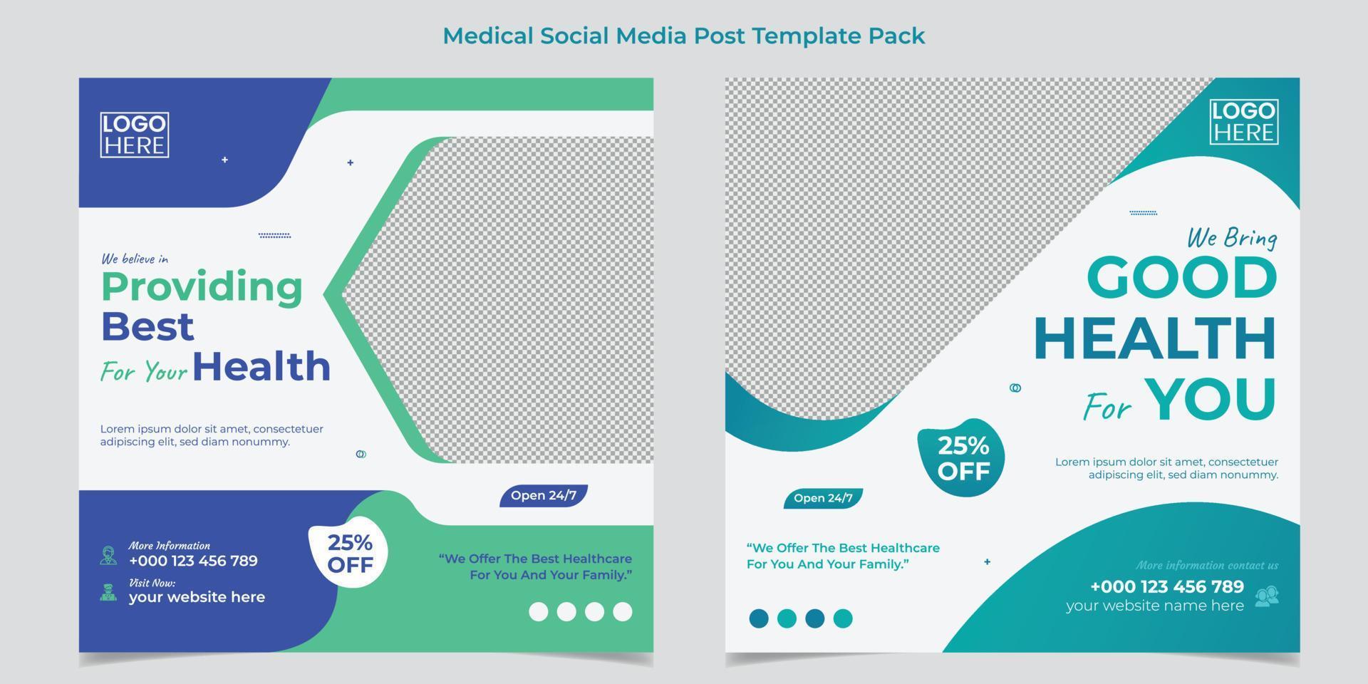 medisch gezondheidszorg plein folder en sociaal media post sjabloon ontwerp vector