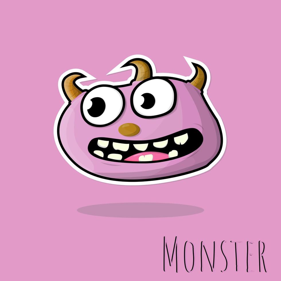 hand- getrokken monster tekening roze kleur vector