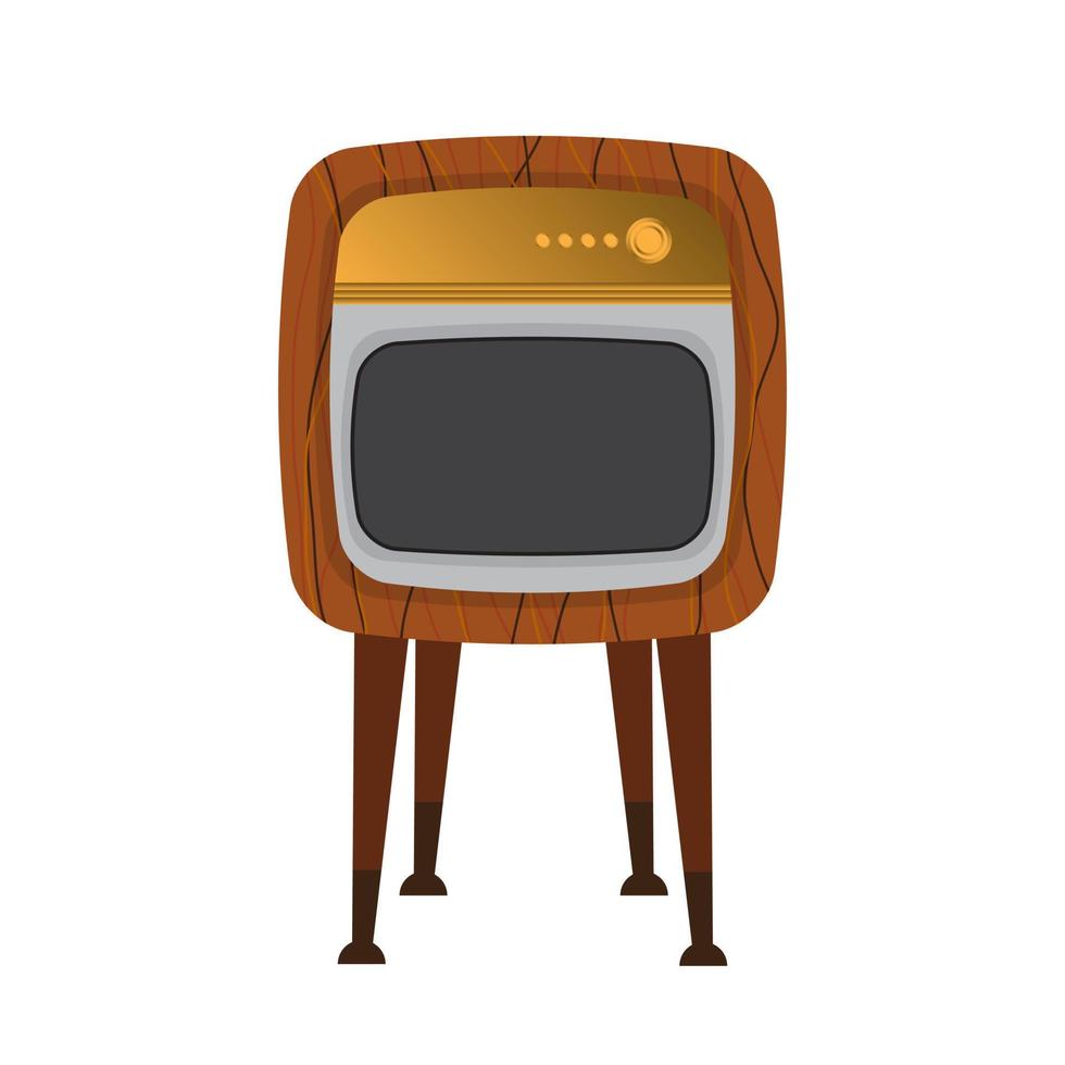 vector abstract vlak voorraad modern grafisch illustratie van oud retro wijnoogst houten televisies TV Aan poten geïsoleerd, 90s wijnoogst afdrukken concept, retro vector ontwerp. jaren 80, 90s clip art ontwerp concept