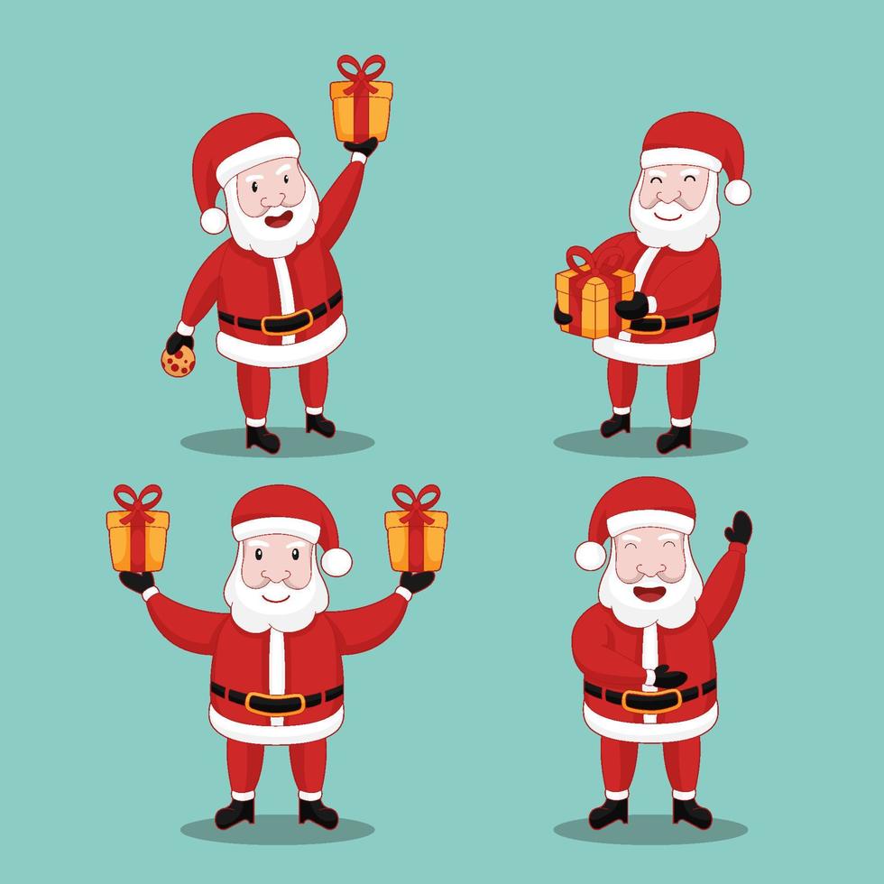 de kerstman claus karakter in divers poses vector