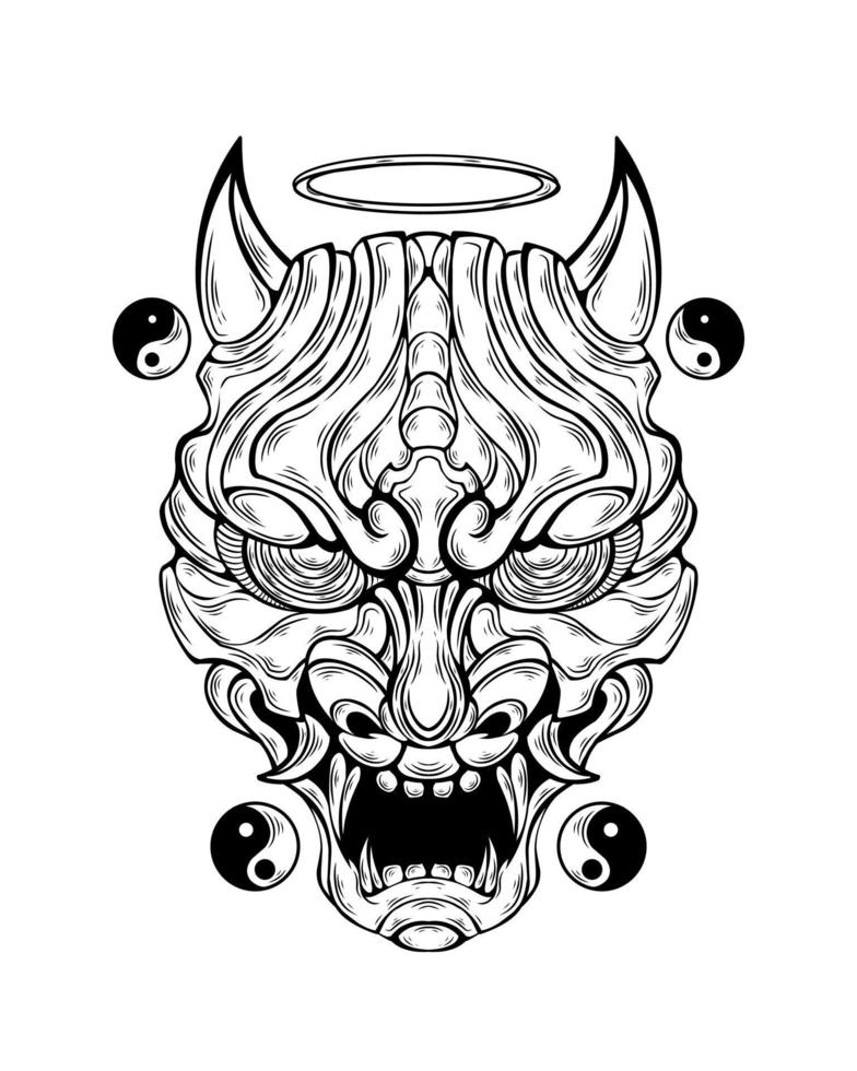 vrij vector oni masker tatoeëren tribal