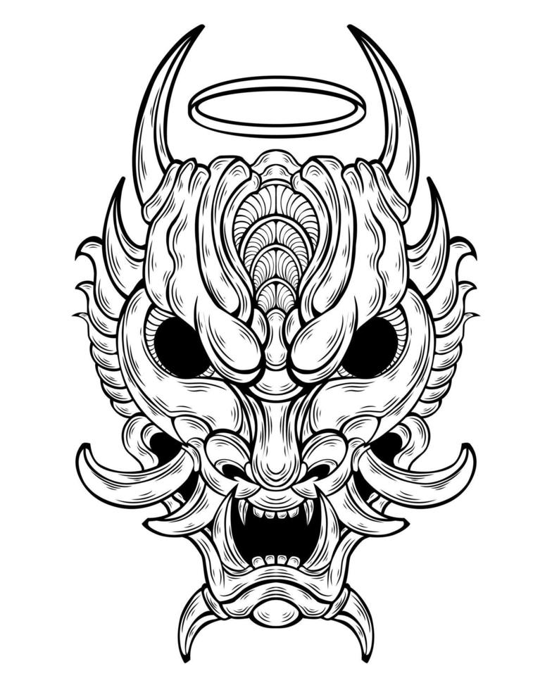 vrij vector oni masker tatoeëren tribal