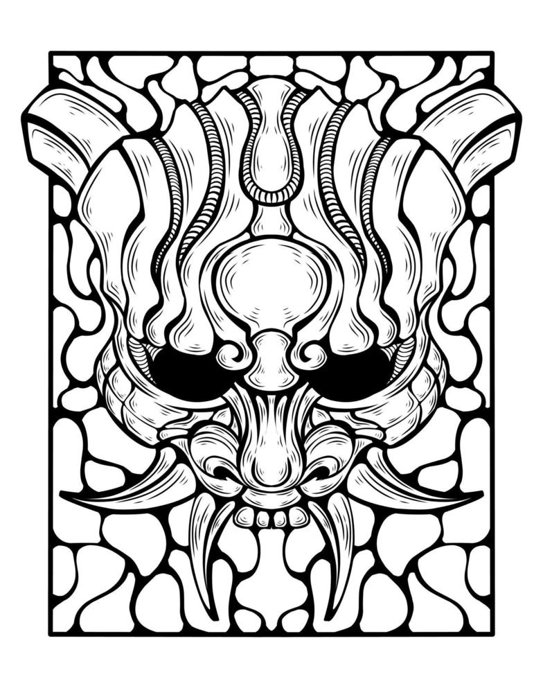 vrij vector oni masker tatoeëren tribal