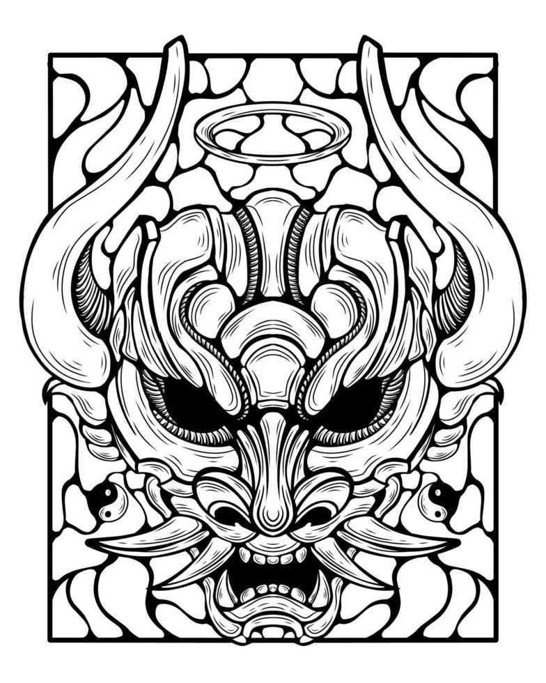 vrij vector oni masker tatoeëren tribal