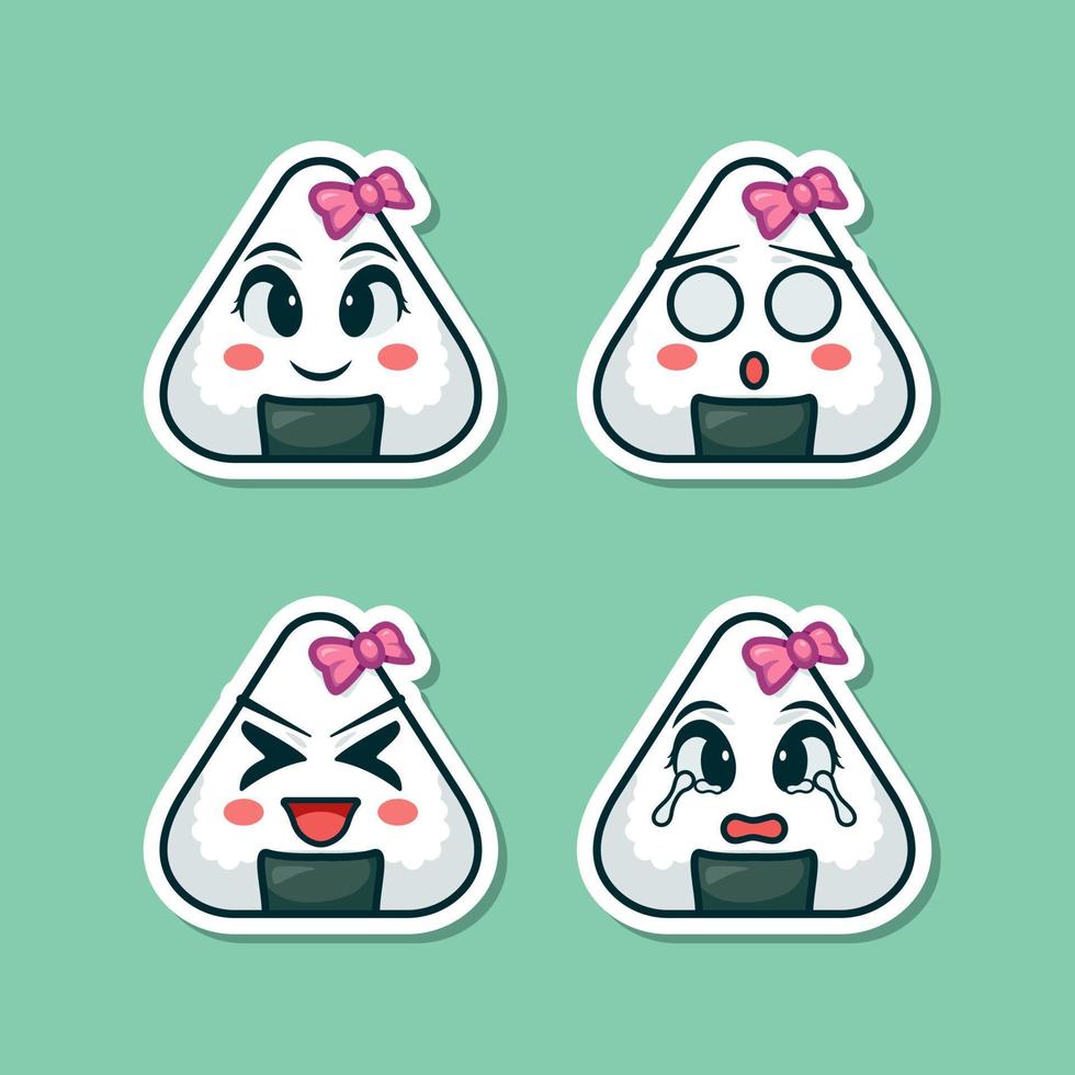 schattig aanbiddelijk tekenfilm heerlijk Japan sushi rijst- voedsel illustratie voor sticker icoon mascotte logo vector