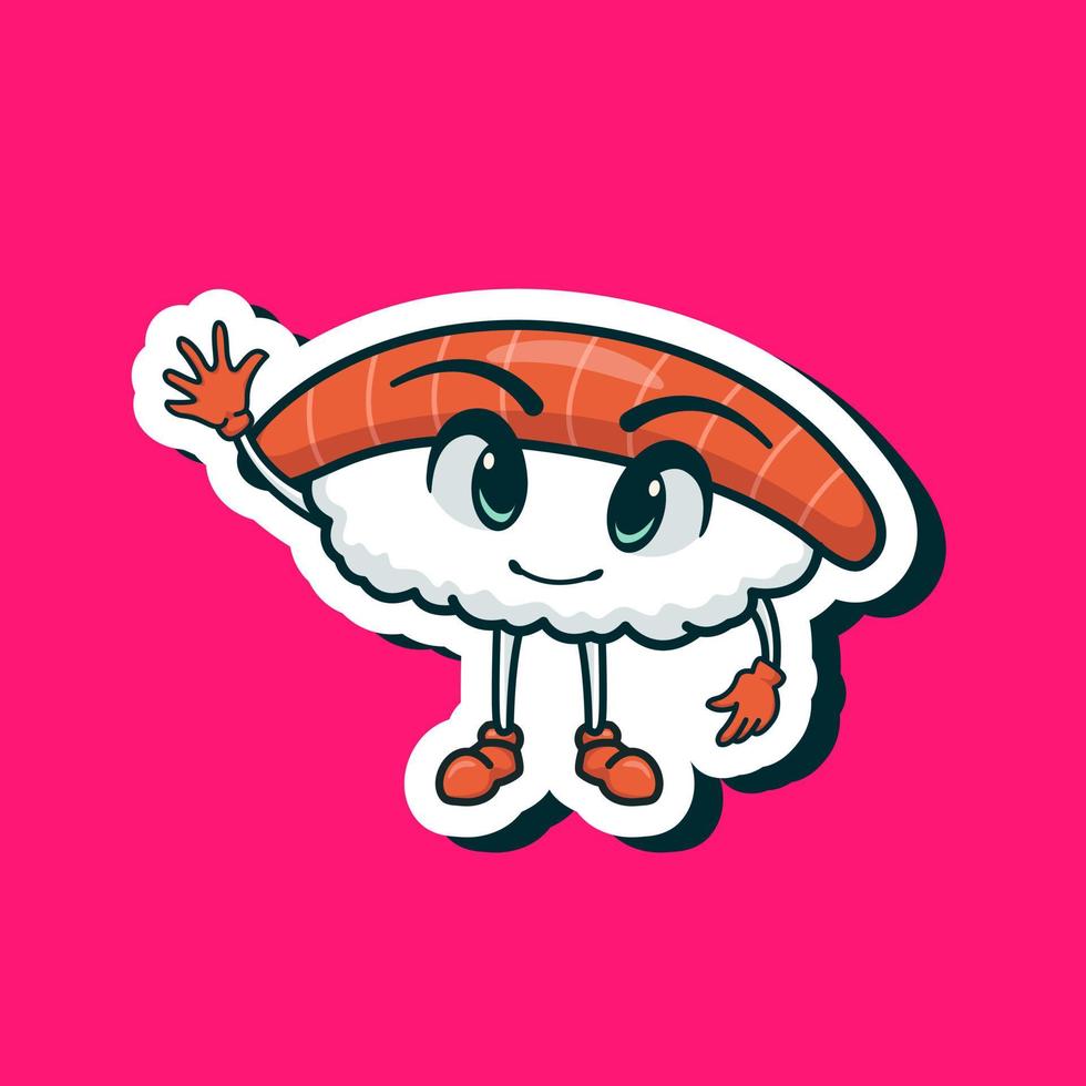 schattig aanbiddelijk tekenfilm heerlijk Japan sushi rijst- voedsel illustratie voor sticker icoon mascotte logo vector