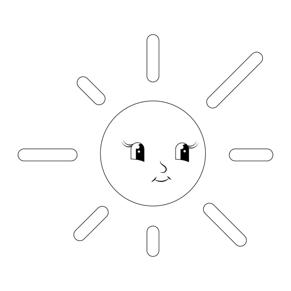 een schets zon met een vrolijk gezicht. kinderen illustratie vector