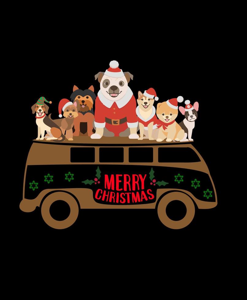de kerstman hond vrolijk kerstmis. gelukkig kerst.vector illustratie. vector