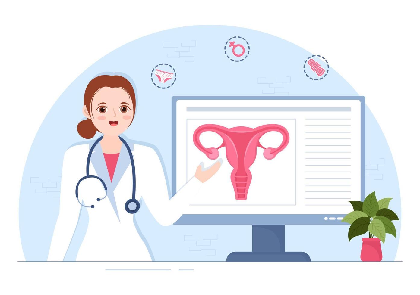 endometriose met staat de endometrium groeit buiten de baarmoeder muur in Dames voor behandeling in vlak tekenfilm hand- getrokken Sjablonen illustratie vector