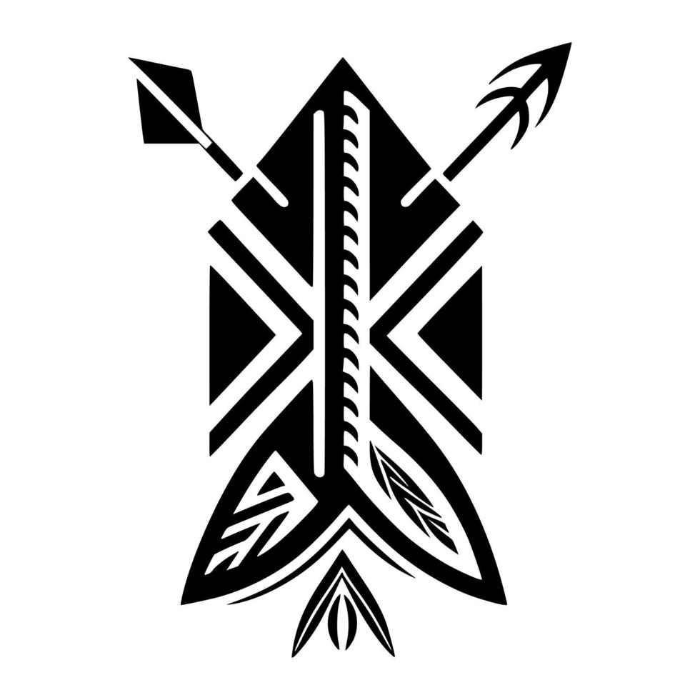 Pijlkoker en pijl, tribal sier- embleem. ontwerp voor borduurwerk, tatoeages, t-shirts, mascottes. vector